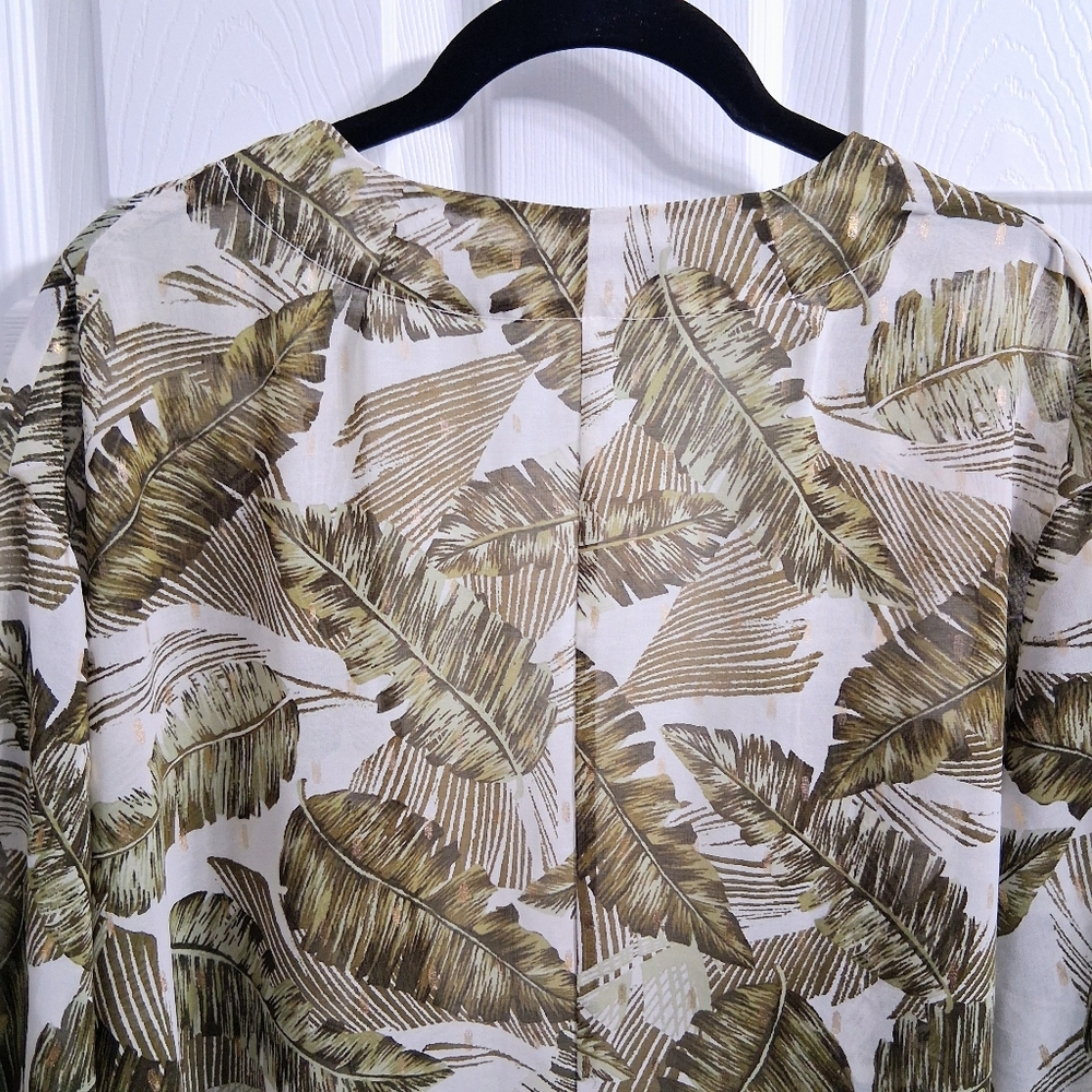 Kimono Duster Tropical Print Botanical Palm Leaves Long Length Gypsy Moondust - Picture 13 of 17